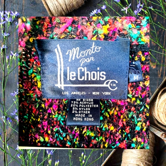 Vtg 80s rainbow knit sweater long cardigan - Picture 5 of 9